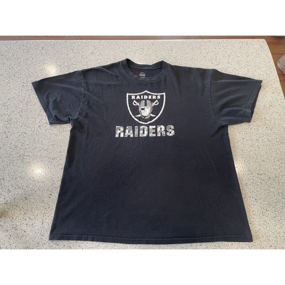 Las Vegas Raiders NFL Graphic Team Logo Print On Majestic T-shirt Pre Owned XL